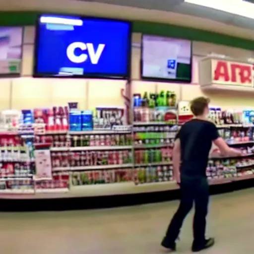 Prompt: cctv footage of mark zuckerberg robbing a convenient store with a shotgun