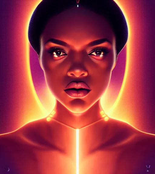 Prompt: symmetry!! latin princess of technology, solid cube of light, hard edges, product render retro - futuristic poster scifi, lasers and neon circuits, beautiful brown skin woman latin princess, intricate, elegant, highly detailed, digital painting, artstation, concept art, smooth, sharp focus, illustration, dreamlike, art by artgerm