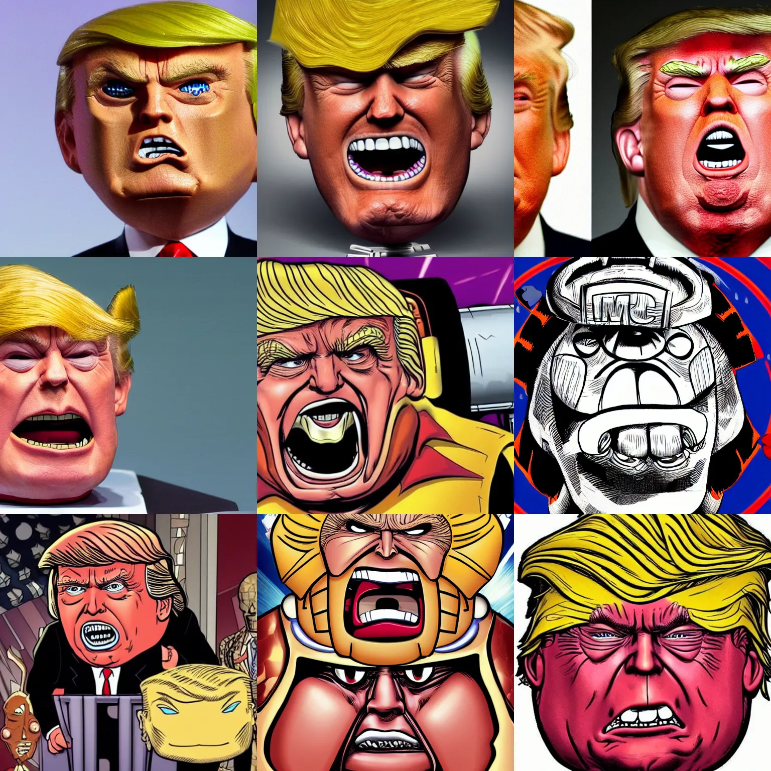 Prompt: donald trump's head as modok, the mental organism designed only for killing, marvel villain character