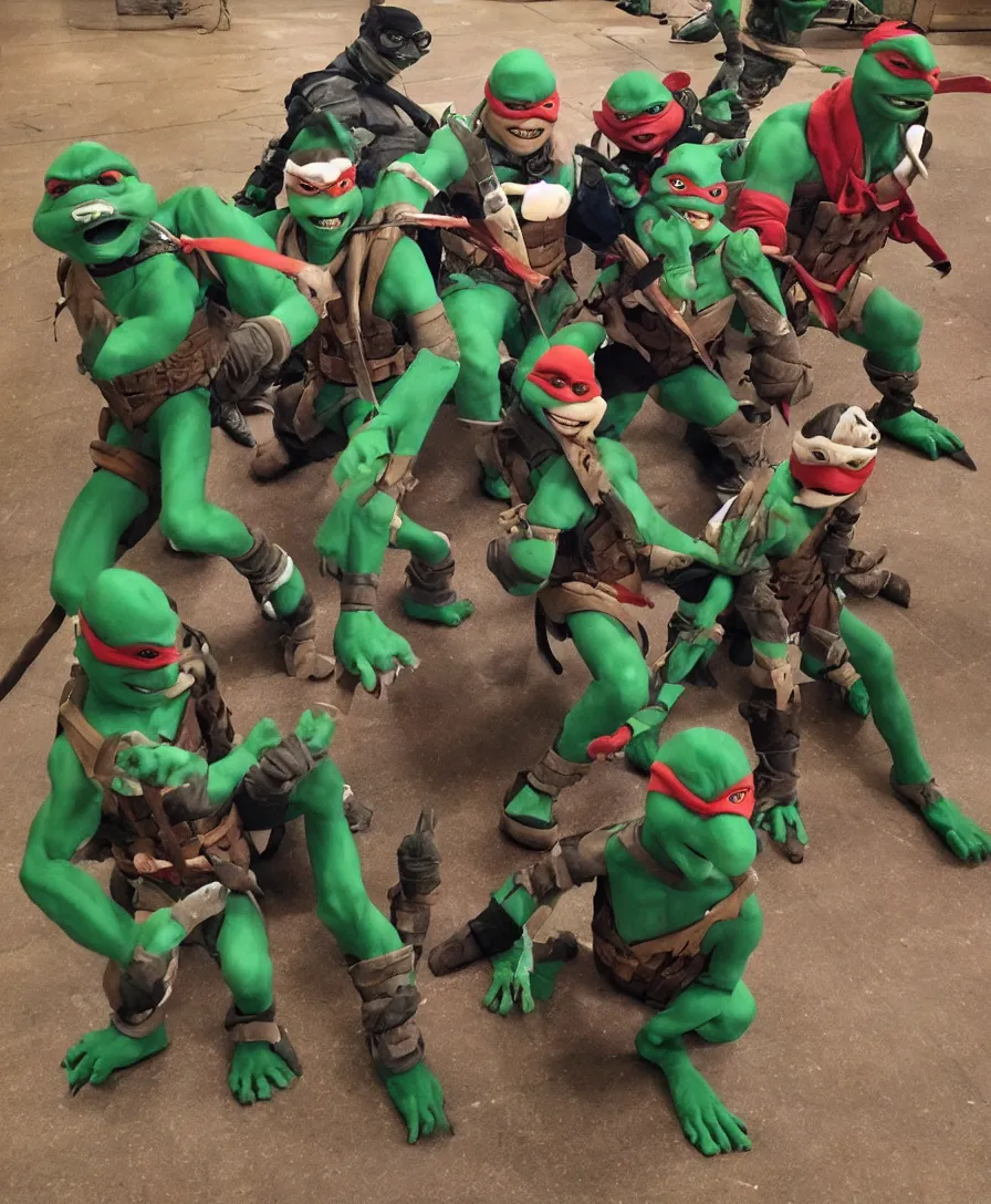 Prompt: teenage mutant ninja raptors