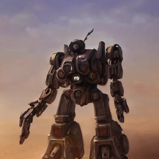 Prompt: cinematic shot of a battle scared mecha robot with medieval armor is in the dessert moving slowly with his sword on the ground sunset digital painting, artstation, concept art, soft light, hdri, smooth, sharp focus, illustration, fantasy, intricate, elegant, highly detailed, D&D, matte painting, in the style of Greg Rutkowski and Alphonse Mucha and artemisia, 8k, highly detailed, jurgens, rutkowski, bouguereau, pastoral, rustic, georgic