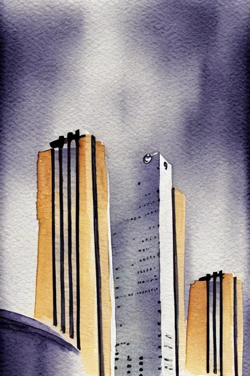 Image similar to minimalist watercolor art of frankfurt european central bank, illustration, vector art