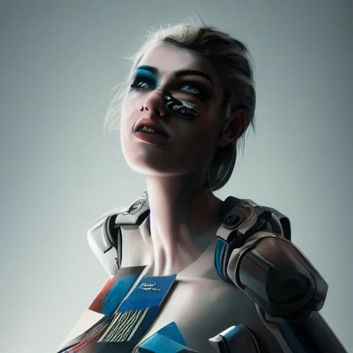 Image similar to woman portrait made out of paint, beautiful, cyborg, octane render, comic book art