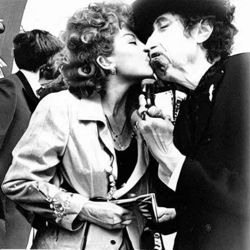 Prompt: bob dylan kissing the queen