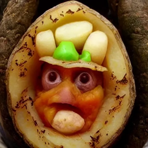 Prompt: harry potter inside of a potato.