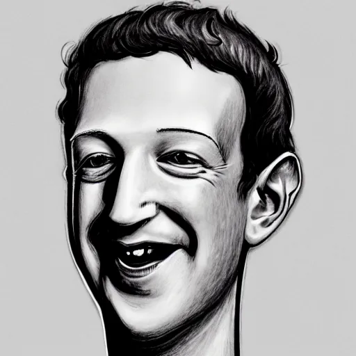 Prompt: a caricature portrait of Mark Zuckerberg drawn by Mort Drucker- Mad Magazine