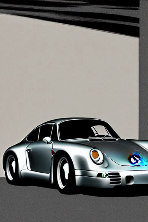 Image similar to porsche 9 5 9 sitting by the side of the road by syd mead