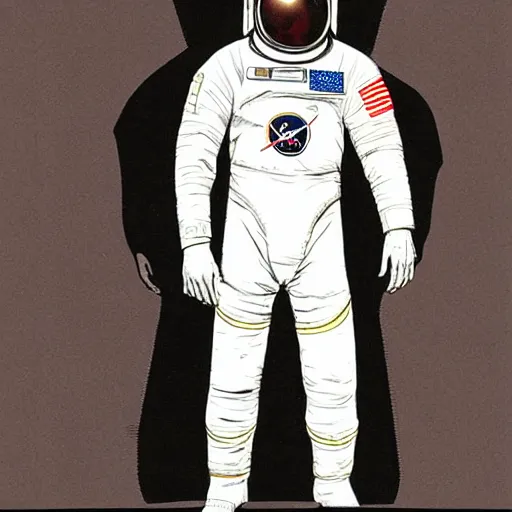 Prompt: astronaut suit concept art, full body, realistic, by wally wood and moebius