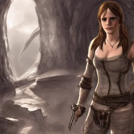 Image similar to A concept art of Emma Watson in The Elder Scrolls V: Skyrim (2009 video game)