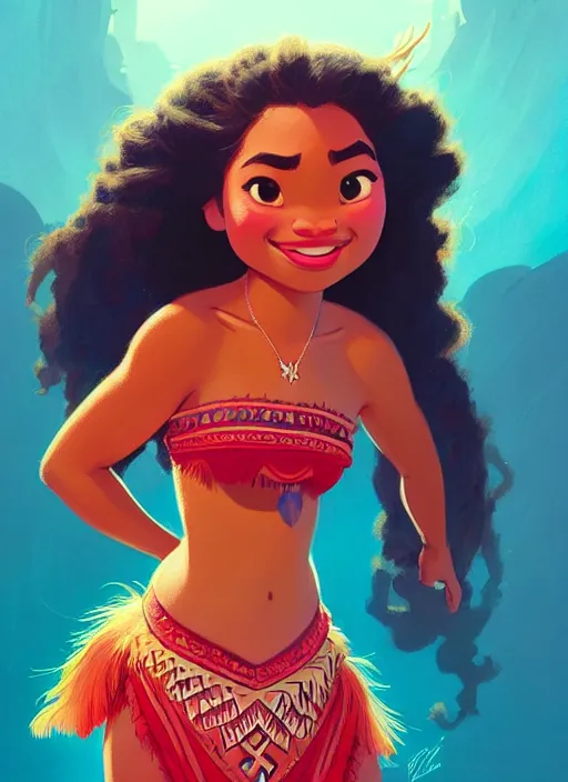 Image similar to dream highly detailed portrait of disney's princess moana, magnificent, photographic realistic background, by atey ghailan, by greg rutkowski, by greg tocchini, by james gilleard, by joe fenton, by kaethe butcher, trending on instagram, award winning details