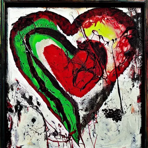 Image similar to Jackson Pollock painting of a human heart