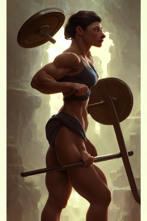 Image similar to anthro sloth lifting weights, dim dingy gym, dynamic pose, fantasy, intricate, elegant, highly detailed, digital painting, artstation, concept art, matte, sharp focus, illustration, art by artgerm and greg rutkowski and alphonse mucha