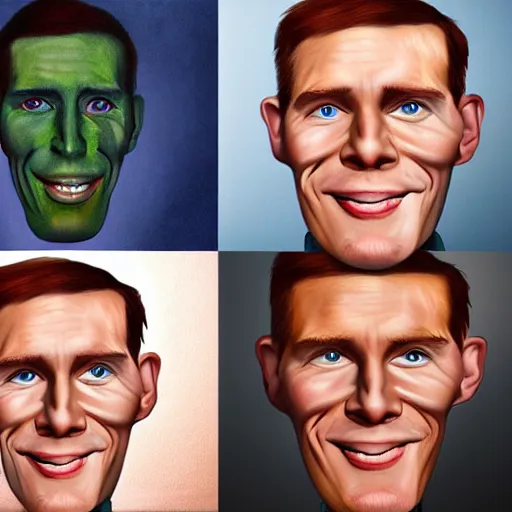 Image similar to Caricature portraits done of Jerma, realistic, hyperrealistic, very realistic, highly detailed, very detailed, extremely detailed, detailed, oil painting, digital art, trending on artstation