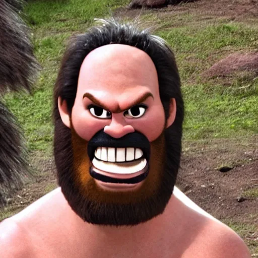 Prompt: caveman smiling menacingly