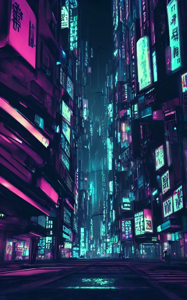 Image similar to 3 d render of a magnificent dark neon futuristic cyberpunk city bustling street at night cyberart by liam wong in the film akira rendered in octane, trending on cgsociety, blender 3 d