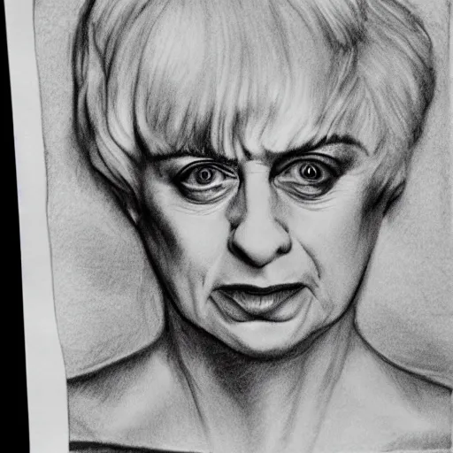 Image similar to pencil illustration of Myra hindley , highly detailed, 8k, cinematic,