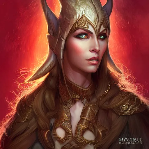 Image similar to elven queen character portrait by magali villeneuve, fantasy, dungeons & dragons, beautiful, artstation contest winner, detailed