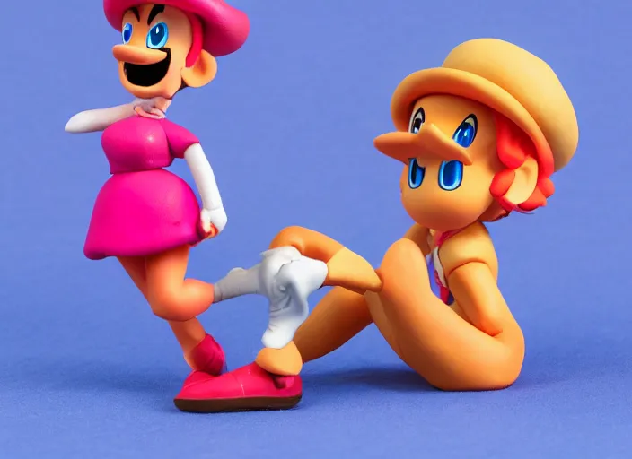 Image similar to claymation figure of princess peach