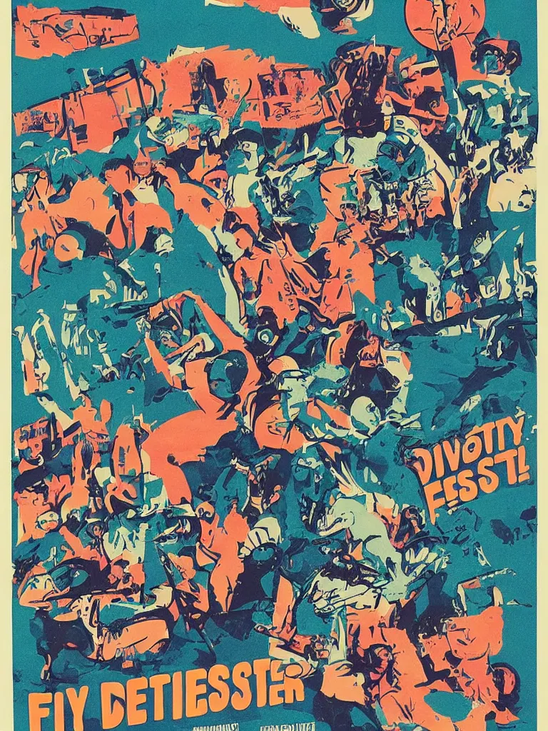 Image similar to poster for the diggerfest festival, really good vibes, creative, 1 9 6 0 s, aesthetic!!!