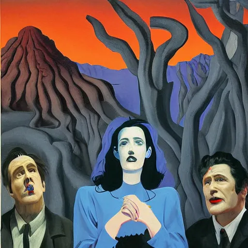 Image similar to painting, nightmare, evil, twin peaks, blue velvet, by neo rauch