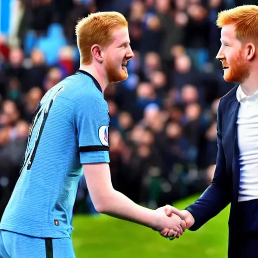 Image similar to cctv footage of kevin de bruyne shaking hands with harry kane,