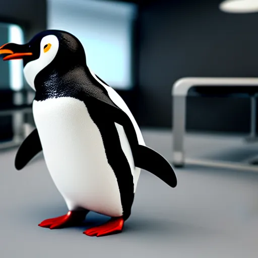 Prompt: a penguin in office outfit, octane render, 8 k, highly detailed,