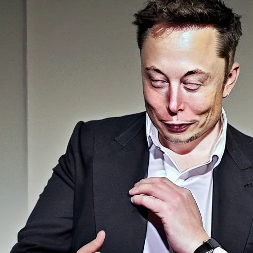 Image similar to elon musk learning how to tie his shoes