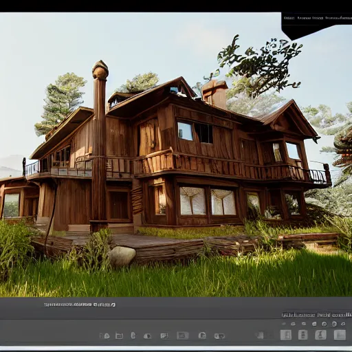 Image similar to Peaceful wooden mansion, interior, unreal engine 5 tech demo, Asher Duran