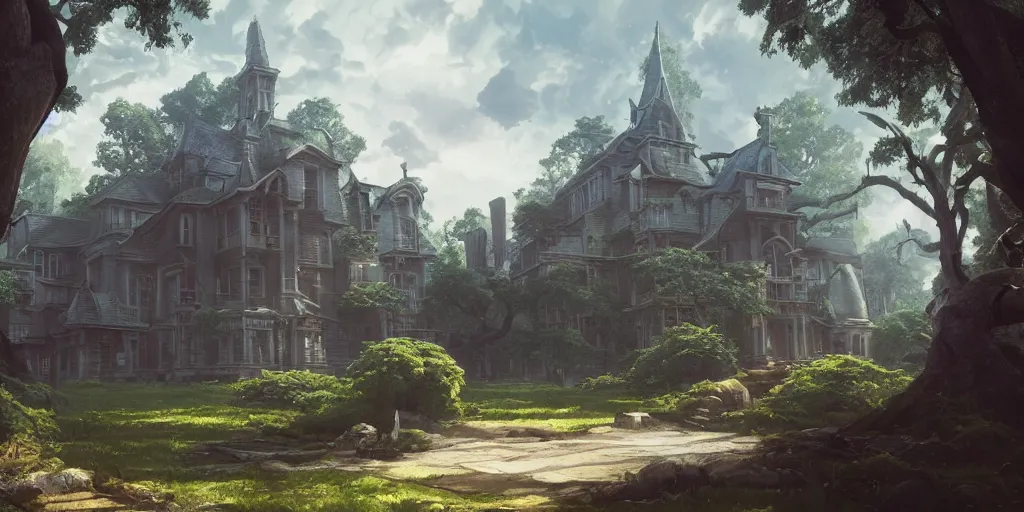 Prompt: a film still haunted mansion, medium shot, waist up, studio ghibli, pixar and disney animation, sharp, rendered in unreal engine 5, anime key art by greg rutkowski, bloom, dramatic lighting