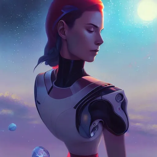 Image similar to beautiful painting fully automated luxury space communism, by charlie bowater, ross tran, artgerm, and makoto shinkai, detailed, inked, western comic book art