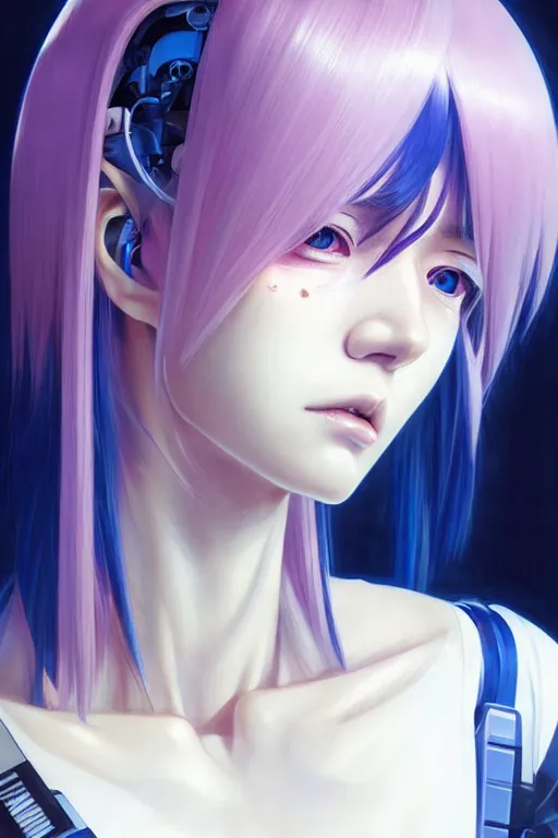 Prompt: portrait Anime cyborg girl, cyberpunk, cute-fine-face, white-hair pretty face, realistic shaded Perfect face, fine details. Anime. realistic shaded lighting by Ilya Kuvshinov katsuhiro otomo ghost-in-the-shell, magali villeneuve, artgerm, rutkowski, WLOP Jeremy Lipkin and Giuseppe Dangelico Pino and Michael Garmash and Rob Rey