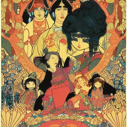 Image similar to detailed ivan bilibin and edmund dulac and ilya kuvshinov and katsuhiro otomo inspired print