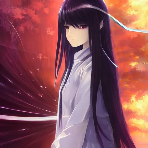 Prompt: advanced digital anime art, photograph , girl with silver and red eyes with long black hair wielding a katana while looking into the reflection of a glass window, painted by RossDraws in the style of Makoto Shinkai, ,glitchcraft, very high detail, medium sensor , Gaussian blur, f/15 , 35mm —W 1920 —H 1080