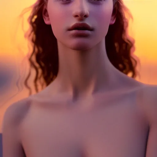 Image similar to photographic portrait of a stunningly beautiful greek renaissance female in soft dreamy light at sunset, contemporary fashion shoot, by edward robert hughes, annie leibovitz and steve mccurry, david lazar, jimmy nelsson, breathtaking, 8 k resolution, extremely detailed, beautiful, establishing shot, artistic, hyperrealistic, beautiful face, octane render