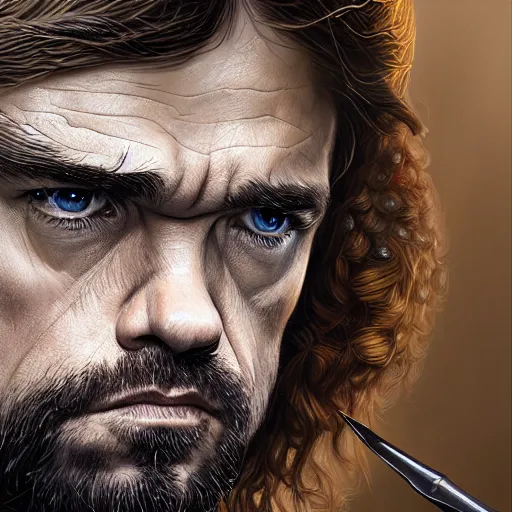 Prompt: peter dinklage as legolas ( pointed ears ), digital painting, extremely detailed, 4 k, intricate, brush strokes, mark arian, artgerm, bastien lecouffe - deharme