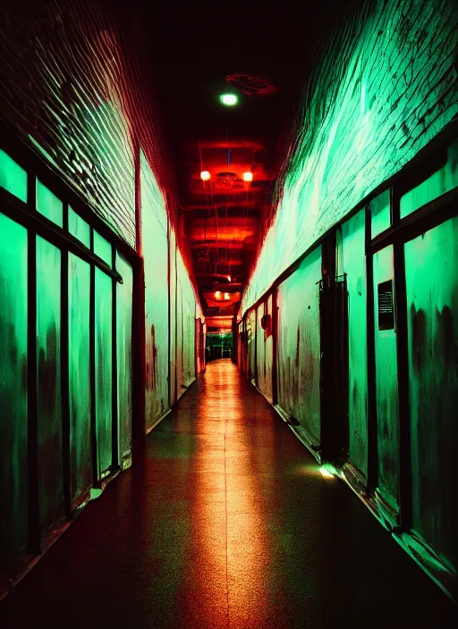 Image similar to a view of a spooky neon corridor, depth of field photo by yi insang, unsplash, video art, blur, wallpaper, cinematic view