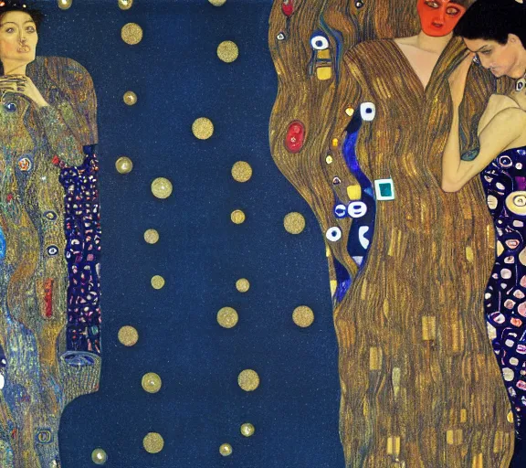 Prompt: a river of bodies and nebula and jewels, by Georgia O keeffe, by Gustav klimt