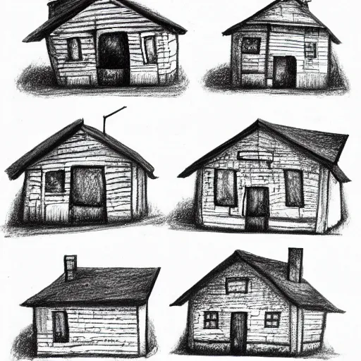 Prompt: non sensical drawing of houses
