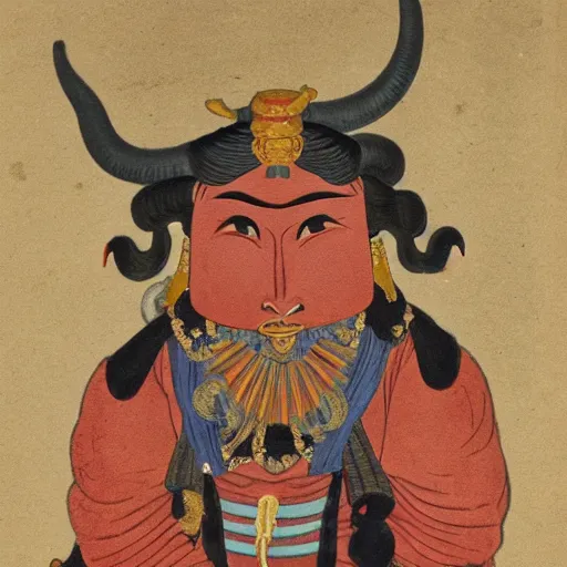 Prompt: arabian samurai, 1 9 th century, oni mask