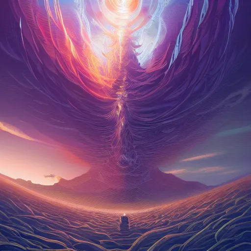 Image similar to the second coming of the dao, by dan mumford and yusuke murata and makoto shinkai and ross tran, cosmic, heavenly, god rays, intricate detail, cinematic, 8 k, cel shaded, unreal engine, featured on artstation, pixiv