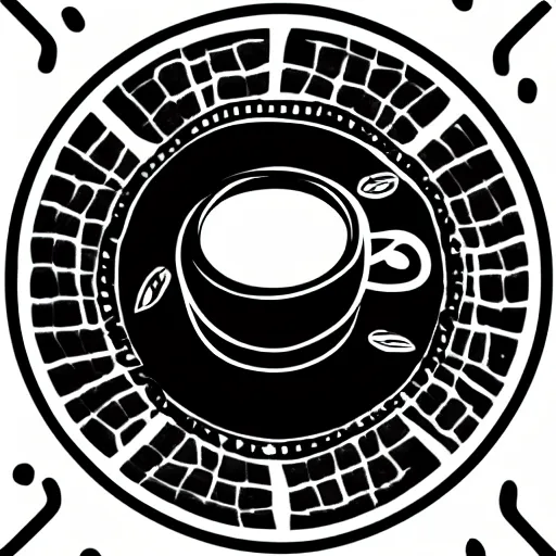 Prompt: logo of a pot of coffee with wings, black and white, line art