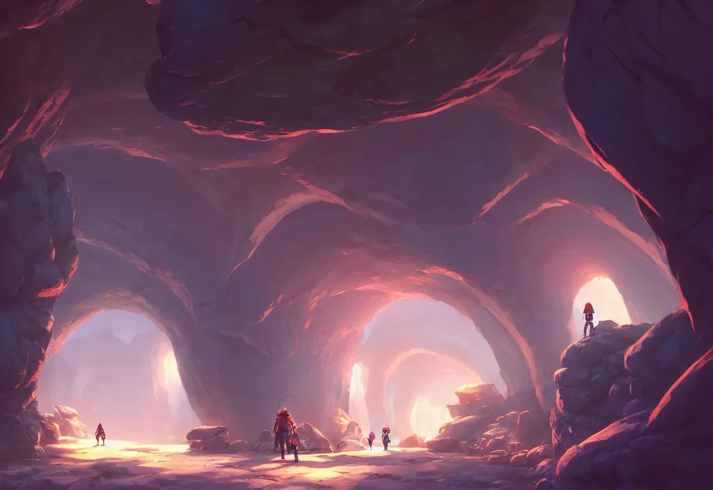 Prompt: futuristic cave tunnel, rocks, anime, official fanart behance hd artstation by jesper ejsing and makoto shinkai, 4 k