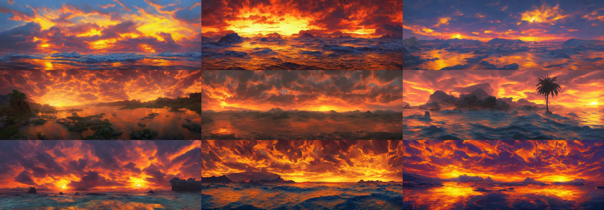 Prompt: a beautiful award - winning oil painting of an epic sunset in roblox, trending on artstation, hd, 3 2 k, unreal engine, octane render, concept art, masterpiece