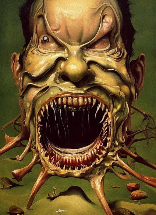 Image similar to Oil painting - oh god it has too many teeth why does it have so many teeth? - by Lucian Freud, and Mariusz Lewandowski, Abstract brush strokes, Masterpiece, Edward Hopper and James Gilleard, Zdzislaw Beksinski, Mark Ryden, Wolfgang Lettl highly detailed, hints of Yayoi Kasuma