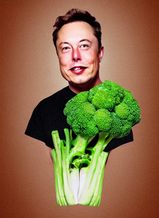 Image similar to portrait of elon musk made of brocoli