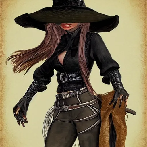 Prompt: beautiful cowboy witch, detailed, concept art