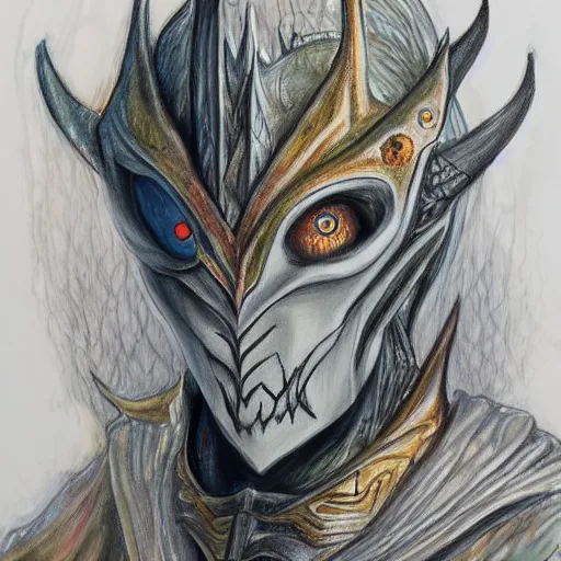 Image similar to painted self portrait of Sauron, realistic, sketch, hyperdetailed, by Shania McDonagh