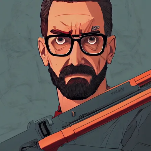 Prompt: gordon freeman by ilya kuvshinov, illustration, in the style of guerrillero heroico, high quality