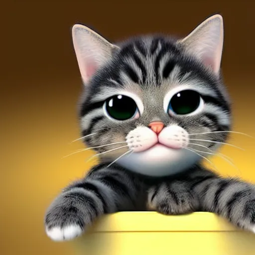 Image similar to pixar animation cute cartoon cat