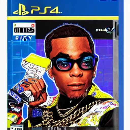 Prompt: soulja boy as a playstation one game cover in the style of yoshitaka amano